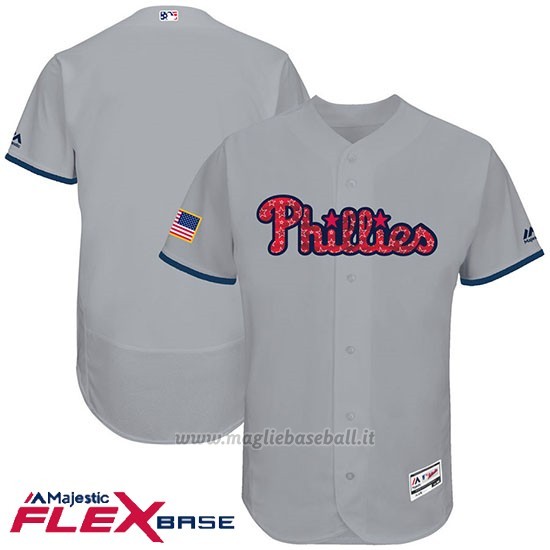 Maglia Baseball Uomo Philadelphia Phillies 2017 Estrellas y Rayas Grigio Flex Base